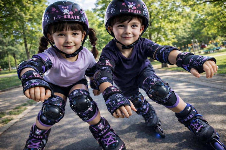 لوازم ایمنی اسکیت صورتی و بنفش